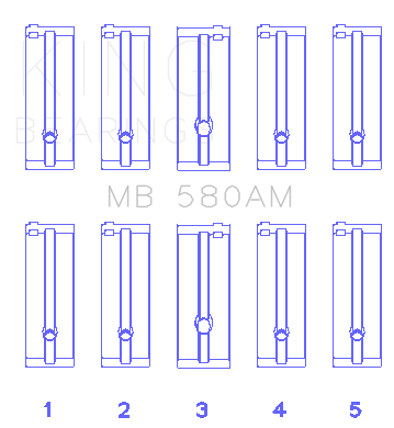 King Engine Bearings Toyota 21R/(Size +0.25mm) Main Bearing Set - MB580AM0.25