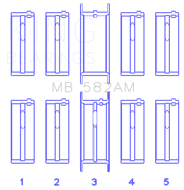 King Engine Bearings Ford 2.0/2.3L 8V (Size +0.25mm) Main Bearing Set - MB582AM1.25