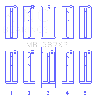 King Engine Bearings Ford 2.0/2.3L 8V (Size +0.25mm) Main Bearing Set - MB582XP0.25