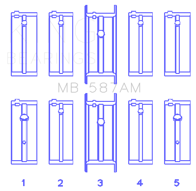 King Engine Bearings Nissan L20B/Z20/Z22/Z24 (Size +0.75mm) Main Bearing Set - MB587AM0.75