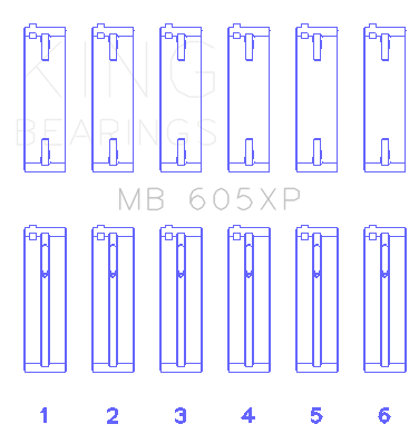 King Engine Bearings Audi/VW Aab/Aeu/Apl/Aaf/Ng/Rt/Js (Size +0.25mm) Main Bearing Set - MB605XP0.25