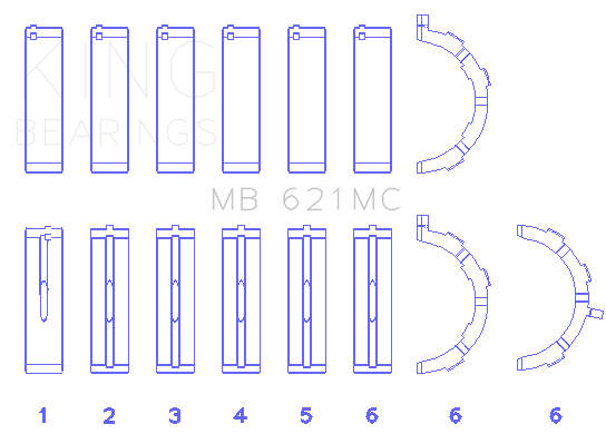 King Ford 415 (Size 0.25) Main Bearing Set - MB621MC0.25