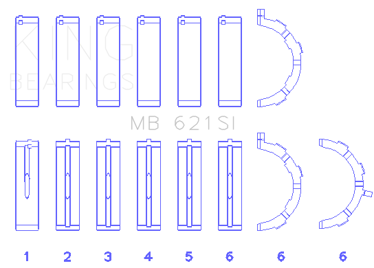 King Engine Bearings Ford 415 (Size +0.25mm) Main Bearing Set - MB621SI0.25