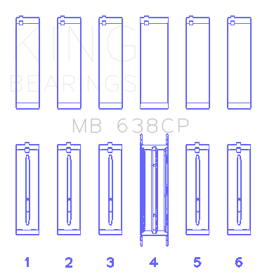 King General Motors L52 Vortec 3.5L (Size 1.0) Main Bearing Set - MB638CP010