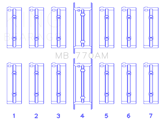 King Engine Bearings BMW M30B35/25/28/32/33/35 (Size +0.75mm) Main Bearing Set - MB770AM0.75