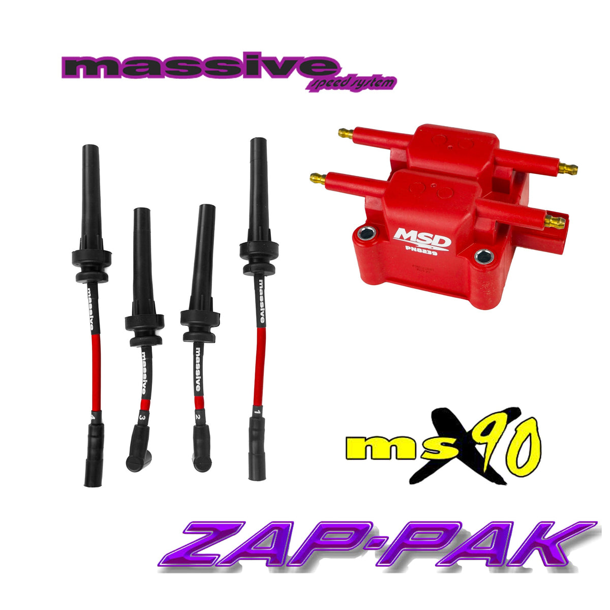 Massive ZAP-PAK Ignition Kit MSD Coil MSX90 Performance Spark Plug Cables Wires NEON SRT 4 2.4 - Massive Speed System