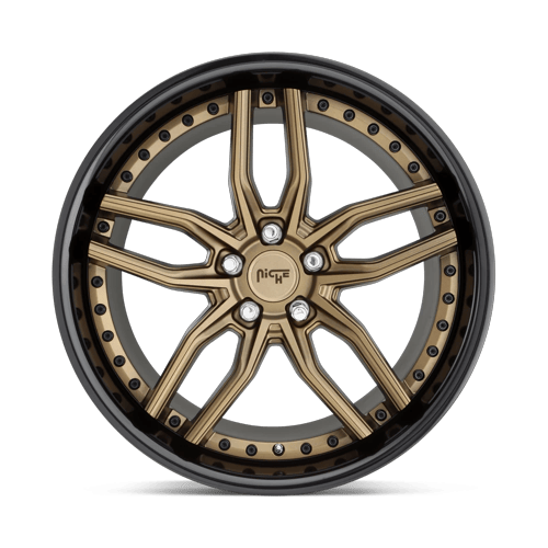 Niche 1PC M195 Methos 19X9.5 5X112 +48MM Matte Bronze Black Bead Ring