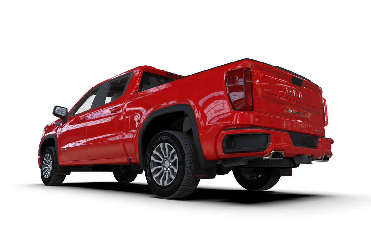 Rally Armor 19-24 GMC Sierra 1500 AT4 Black UR Mud Flap w/ White Logo - MF100-UR-BLK-WH