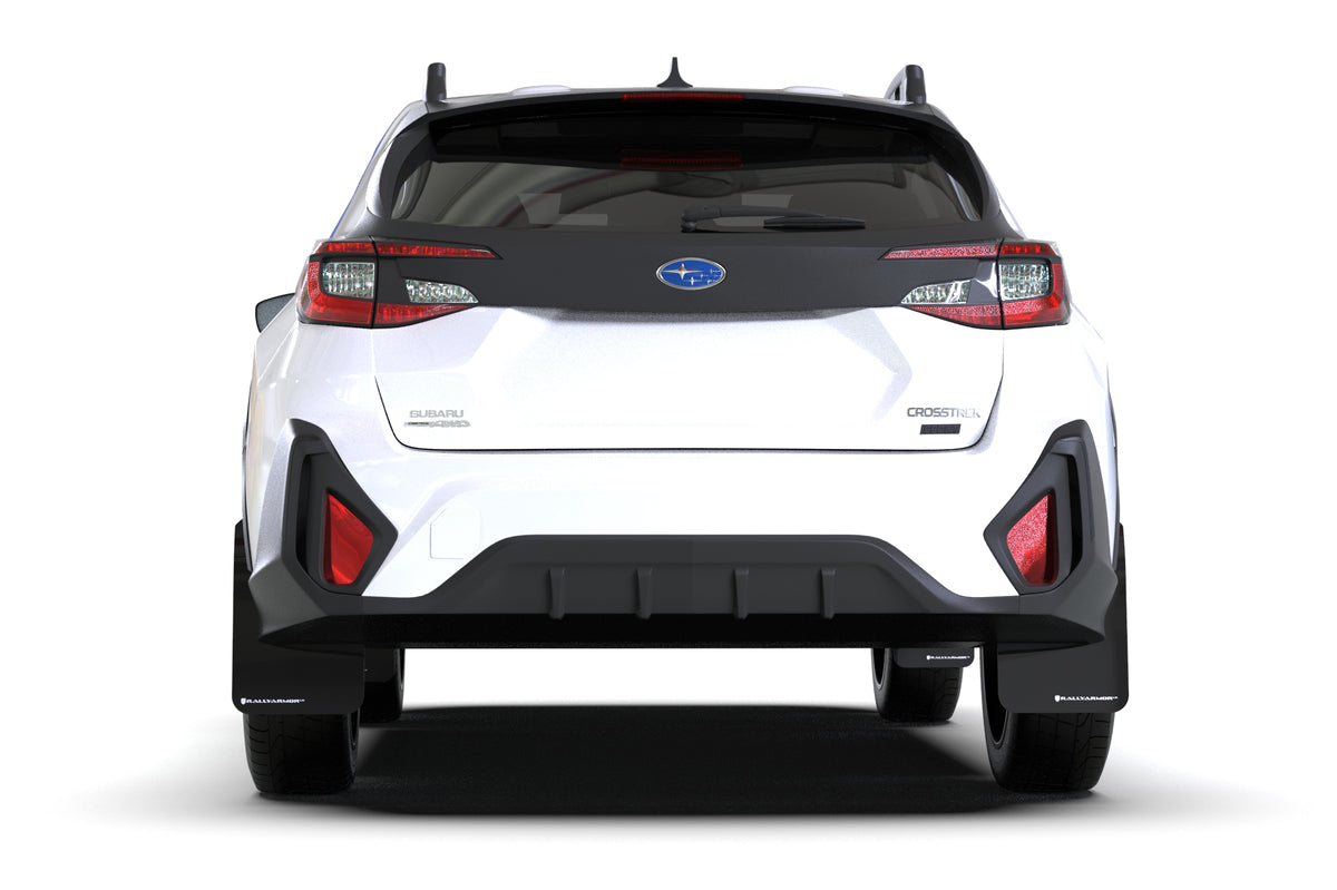 Rally Armor 2024 Subaru Crosstrek Black UR Mud Flap White Logo - MF106-UR-BLK-WH