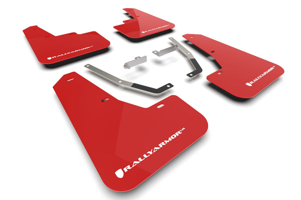 Rally Armor 2024 Subaru Crosstrek Red UR Mud Flap White Logo - MF106-UR-RD-WH for 2024-2026 Subaru Crosstrek - front view