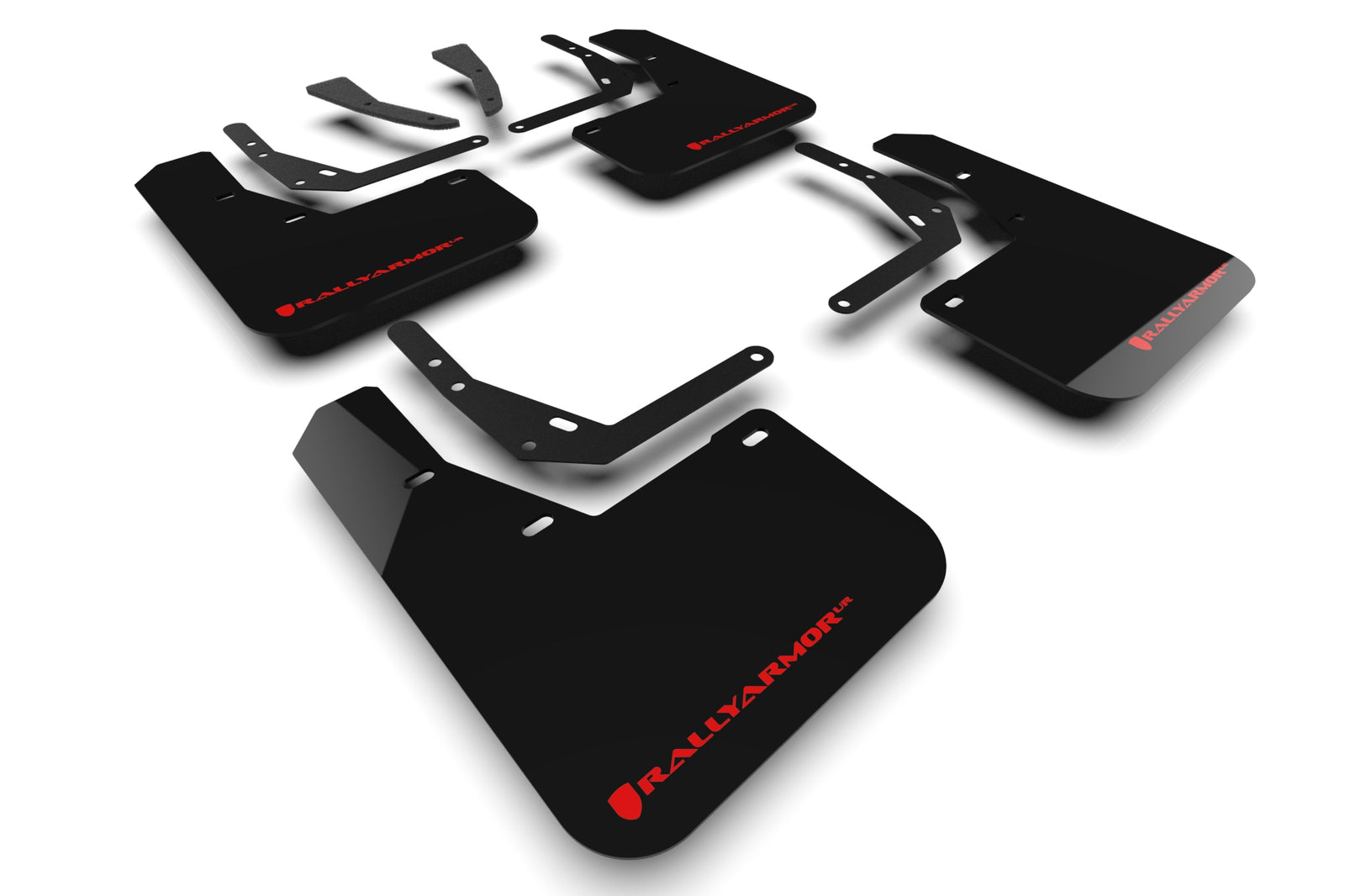 Rally Armor 2024 Hyundai Kona/Kona EV Black UR Mud Flap w/Red Logo - MF113-UR-BLK-RD for 2024-2025 Hyundai Kona - front view