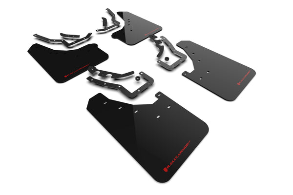 Rally Armor 2024 Toyota Tacoma Black UR Mud Flap w/ Red Logo - MF114-UR-BLK-RD for 2024-2026 Toyota Tacoma - front view