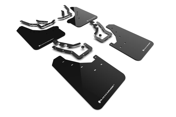 Rally Armor 2024 Toyota Tacoma Black UR Mud Flap w/ White Logo - MF114-UR-BLK-WH for 2024-2026 Toyota Tacoma - front view