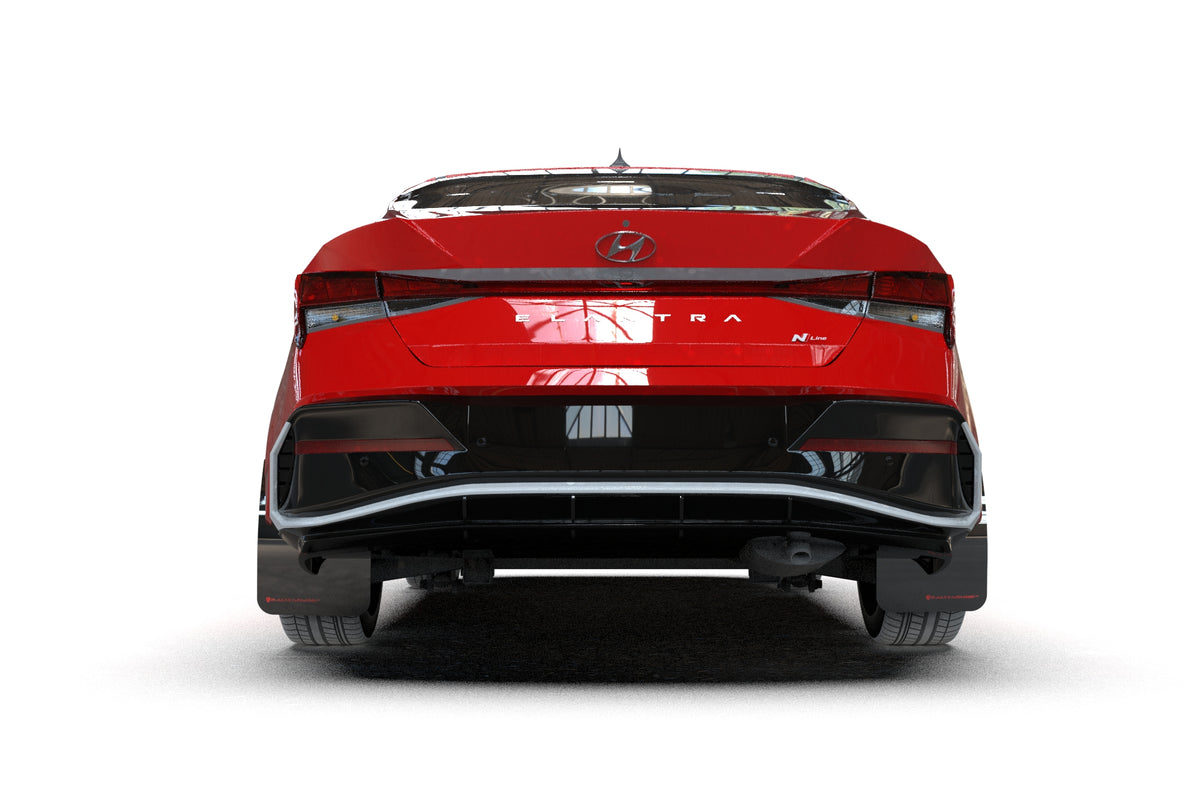 Rally Armor 2024+ Hyundai Elantra N Line Black Mud Flap w/ Red Logo - MF120-UR-BLK-RD