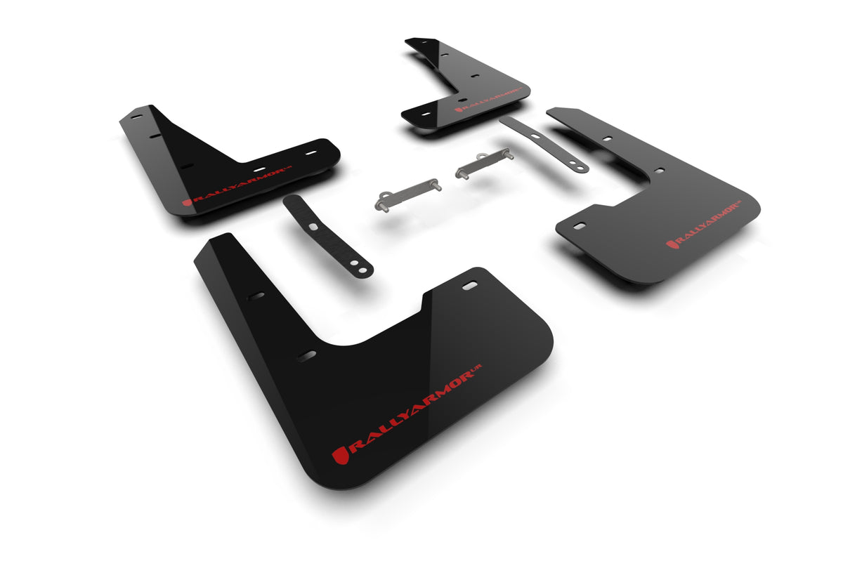 Rally Armor 2024+ Hyundai Elantra N Line Black Mud Flap w/ Red Logo - MF120-UR-BLK-RD for 2024-2026 Hyundai Elantra - front v