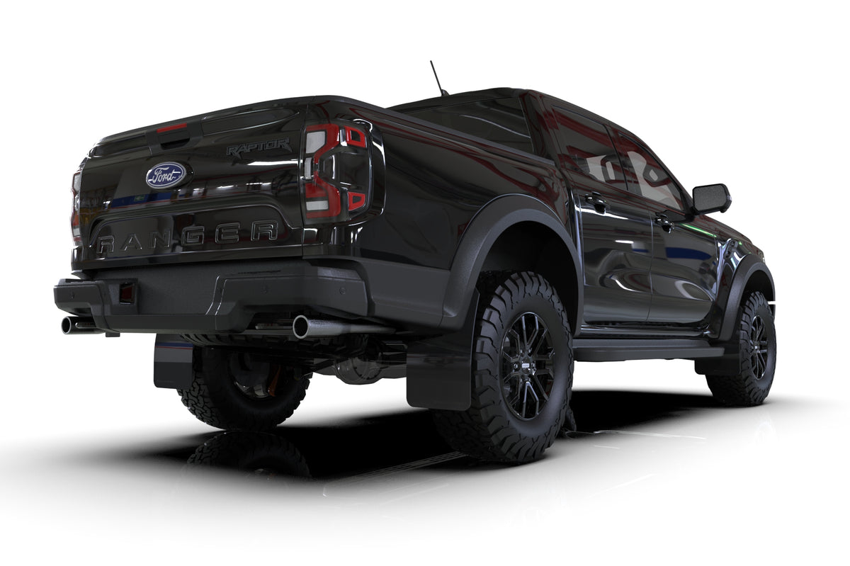 Rally Armor 23-25 Ford Ranger Raptor Black UR Mud Flap Grey Logo - MF123-UR-BLK-GRY