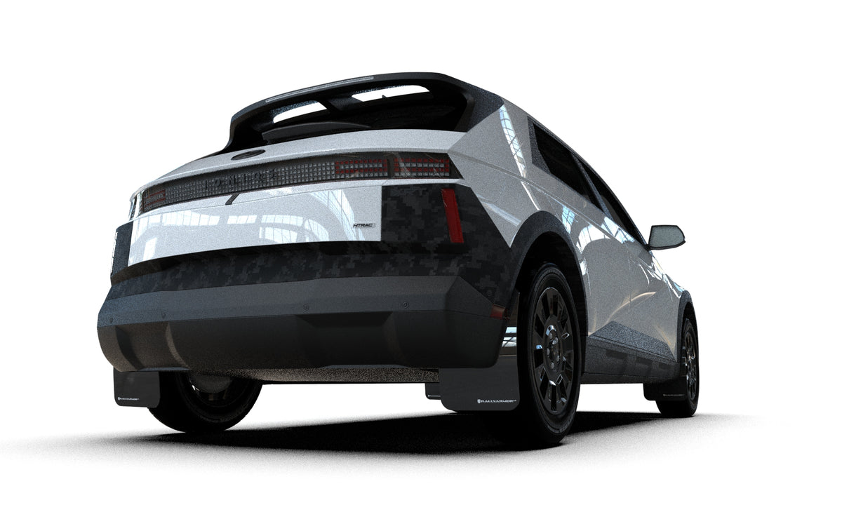 Rally Armor 2025 Hyundai Ioniq 5 XRT Black Mud Flap Silver Battery Logo - MF127-BAT-BLK-SIL