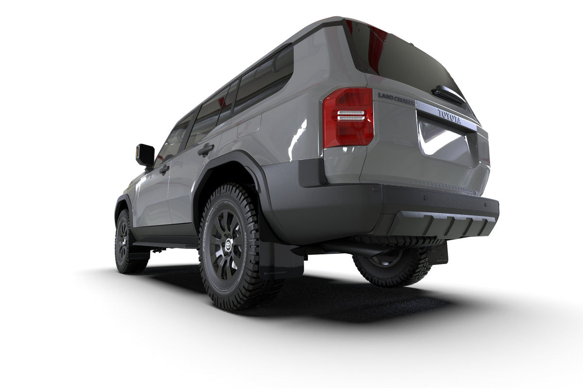 Rally Armor 25+ Toyota Land Cruiser Black UR Mud Flap Metallic Black Logo - MF138-UR-BLK-MBK