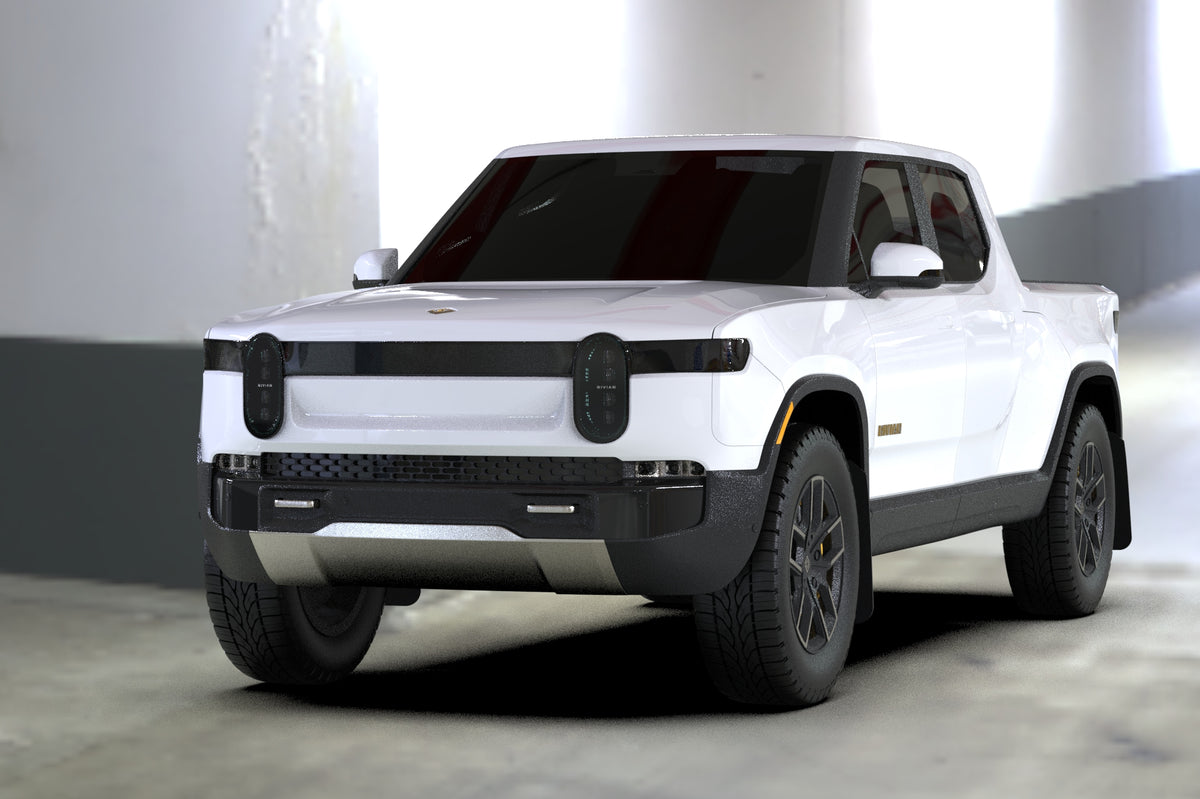 Rally Armor 22-24 Rivian R1T Black UR Mud Flap w/Tangerine Scream Logo - MF18-UR-BLK/TS