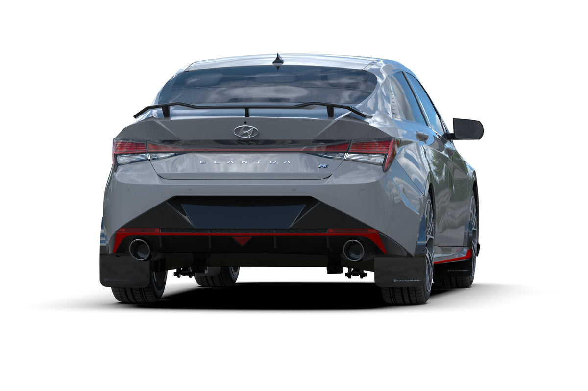 Rally Armor 21-23 Hyundai Elantra N & N Line Black Mud Flap w/ Grey Logo - MF79-UR-BLK-GRY