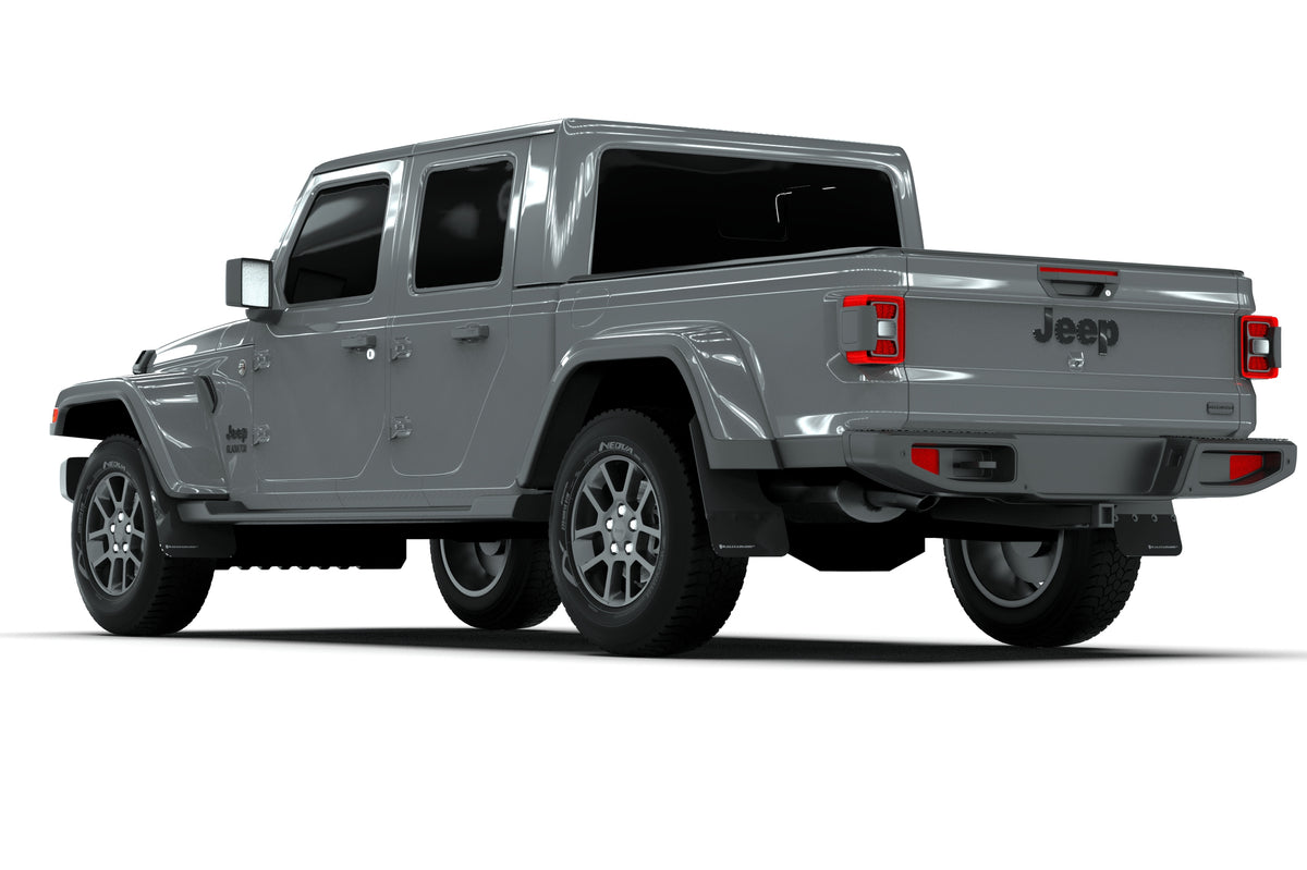 Rally Armor 19-24 Jeep Gladiator JT (Incl. Overland/Sport/Sport S) Black Mud Flap w/Red Logo - MF84-BLK-RD