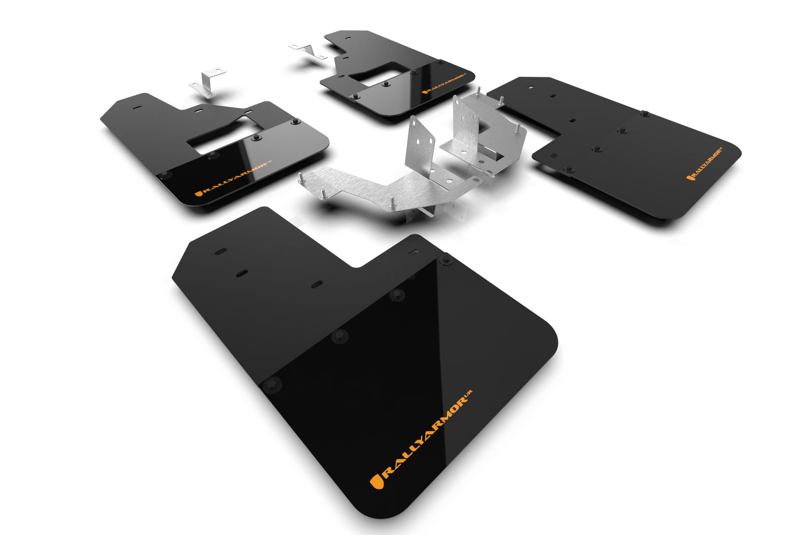 Rally Armor 21-24 Ford Bronco (Plstc Bmpr + RB - NO Rptr/Sprt) Blk Mud Flap w/Cy Orange Logo - MF85-RB-PL-COR for 2021-2026 F