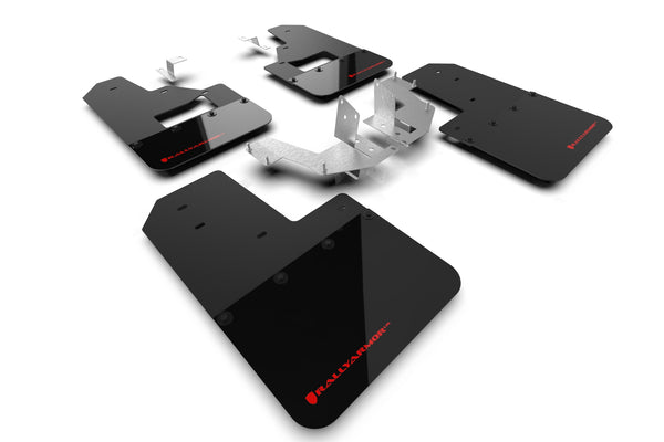 Rally Armor 21-24 Ford Bronco (Plstc Bmpr + RB - NO Rptr/Sprt) Blk Mud Flap w/Red Logo - MF85-RB-PL-RD for 2021-2026 Ford Bro