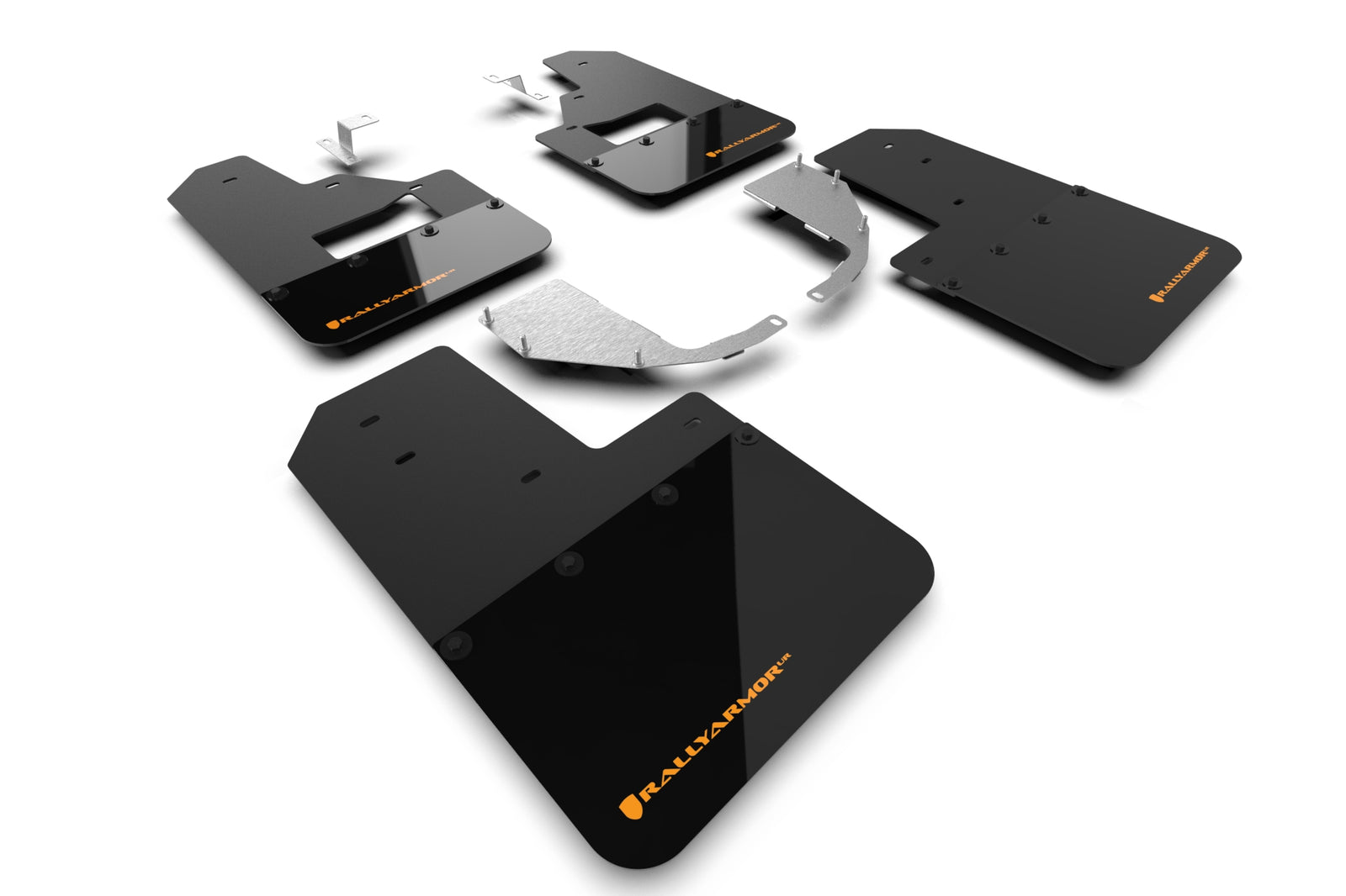 Rally Armor 21-24 Ford Bronco (Steel Bmpr + RB - NO Rptr/Sprt) Blk Mud Flap w/Cy Orange Logo - MF85-RB-ST-COR for 2021-2026 F