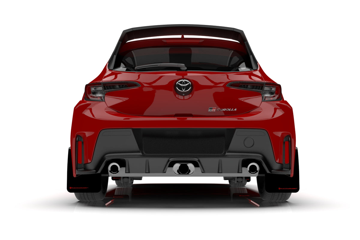 Rally Armor 2023 Toyota GR Corolla Black UR Mud Flap w/ White Logo - MF89-UR-BLK-WH