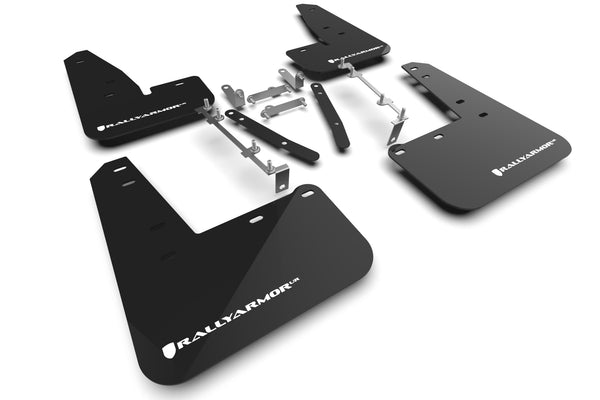 Rally Armor 2023 Toyota GR Corolla Black UR Mud Flap w/ White Logo - MF89-UR-BLK-WH for 2023-2026 Toyota GR Corolla - front v