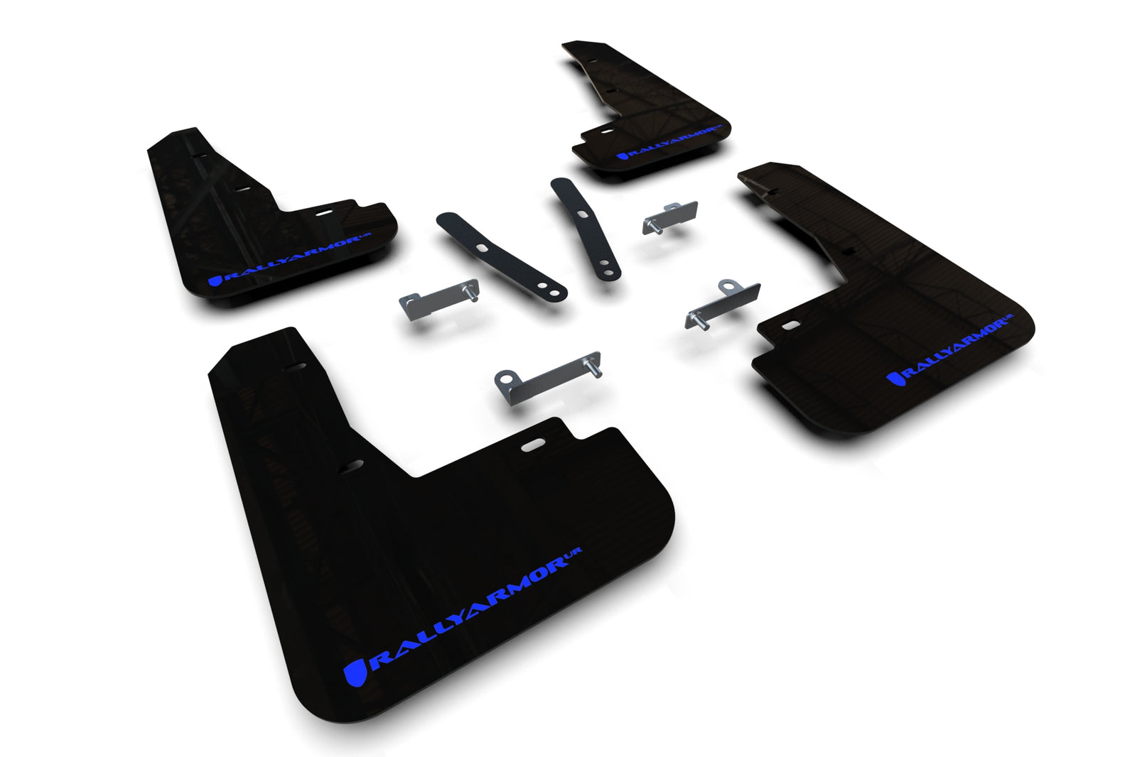 Rally Armor 22-23 Kia EV6 Black UR Mud Flap Blue Logo - MF91-UR-BLK-BL for 2022-2024 Kia EV6 - front view