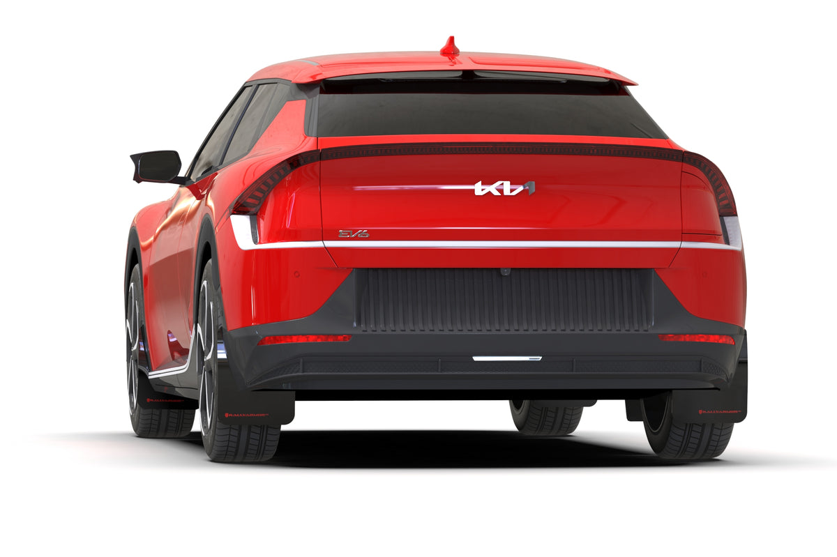 Rally Armor 22-23 Kia EV6 Black UR Mud Flap Red Logo - MF91-UR-BLK-RD