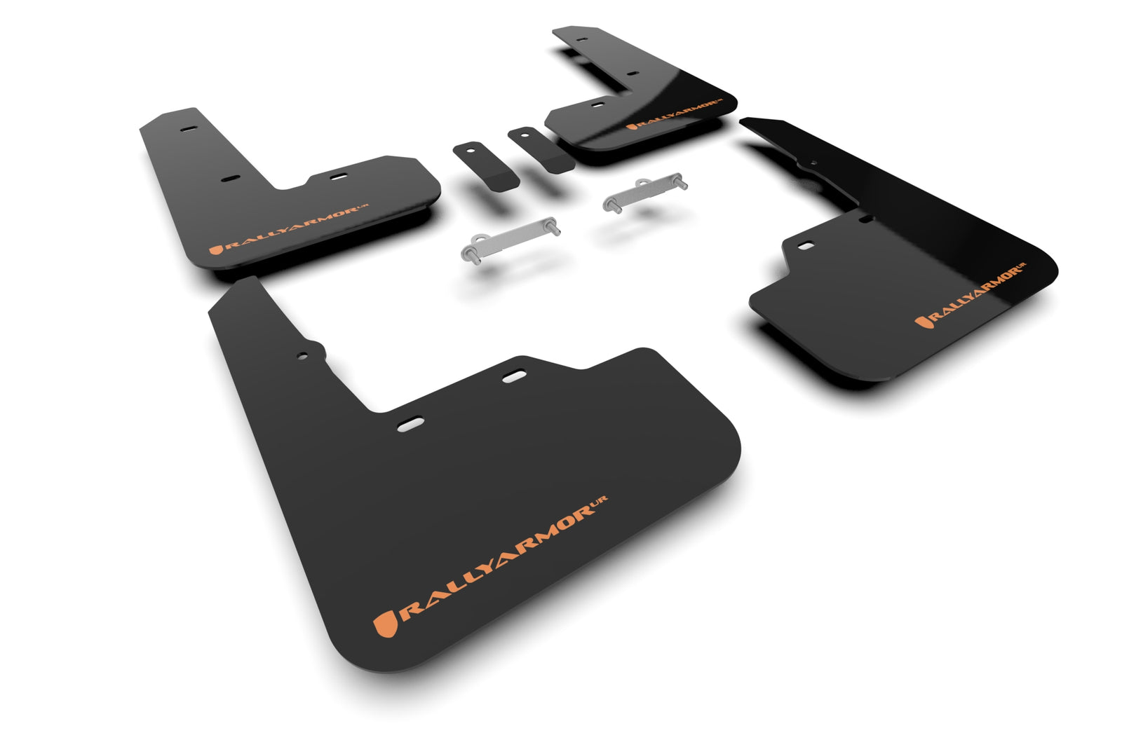 Rally Armor 2022 Subaru WRX Black UR Mud Flap w/ Orange Logo - MF92-UR-BLK/OR for 2022-2025 Subaru WRX - front view