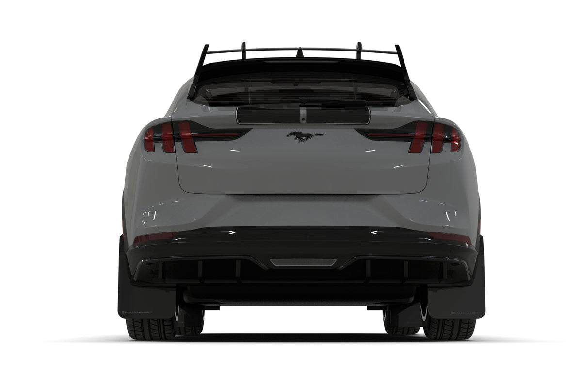 Rally Armor 2021-24 Ford Mach-E Rally Edition Black UR Mud Flap Metallic Black Logo - MF96-URXT-BLK-MBK