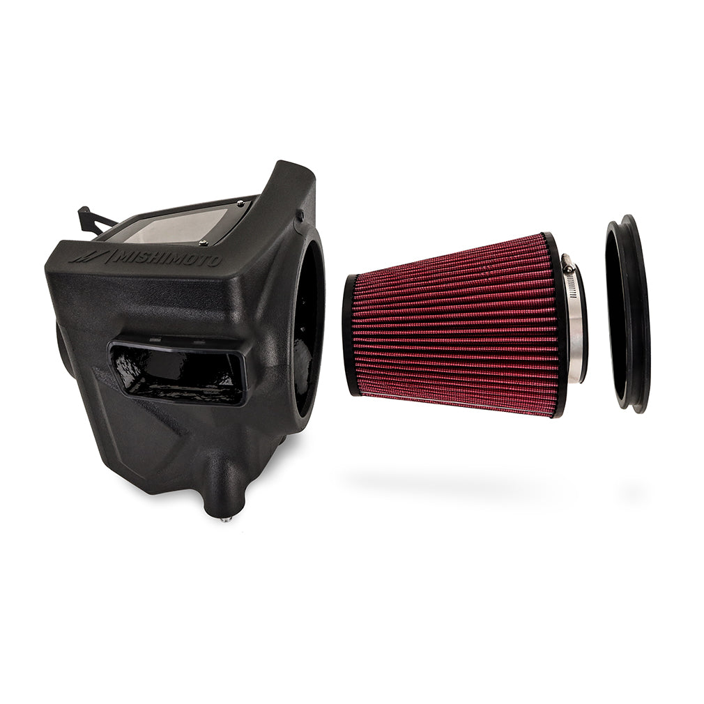 Mishimoto 2021+ Ford Bronco 2.7L Performance Air Intake w/ Oiled Filter - MMAI-BR27-21 for 2021-2026 Ford Bronco - angle view