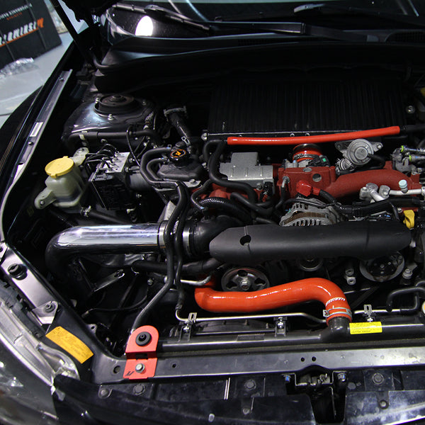 Mishimoto 08+ Subaru WRX/STi Performance Cold Air Intake Kit - Polished - MMAI-STI-08P for 2008-2014 Subaru Impreza - angle v