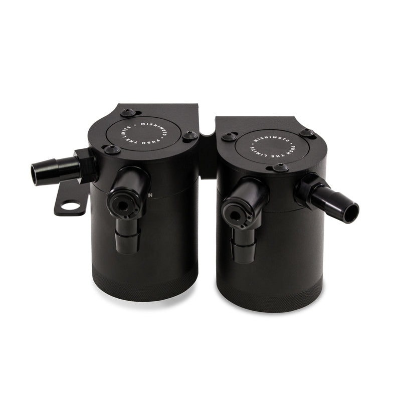 Mishimoto 09+ Nissan 370Z Direct Fit Baffled Oil Catch Can - Black - MMBCC-370Z-09PBE for 2009-2020 Nissan 370Z - detail view
