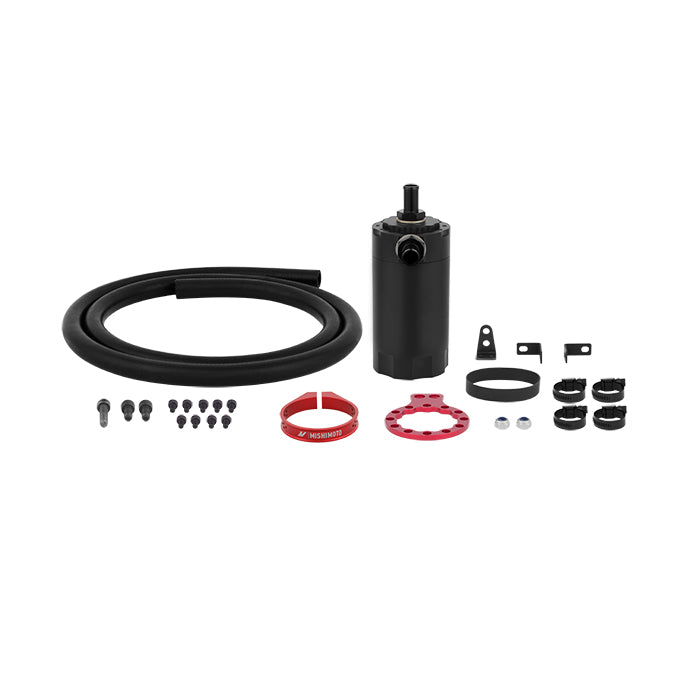 Mishimoto Universal Baffled Oil Catch Can - Red - MMBCC-UNI-RD by Mishimoto - angle view
