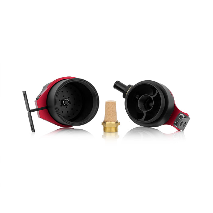 Mishimoto Universal Baffled Oil Catch Can - Red - MMBCC-UNI-RD by Mishimoto - close-up