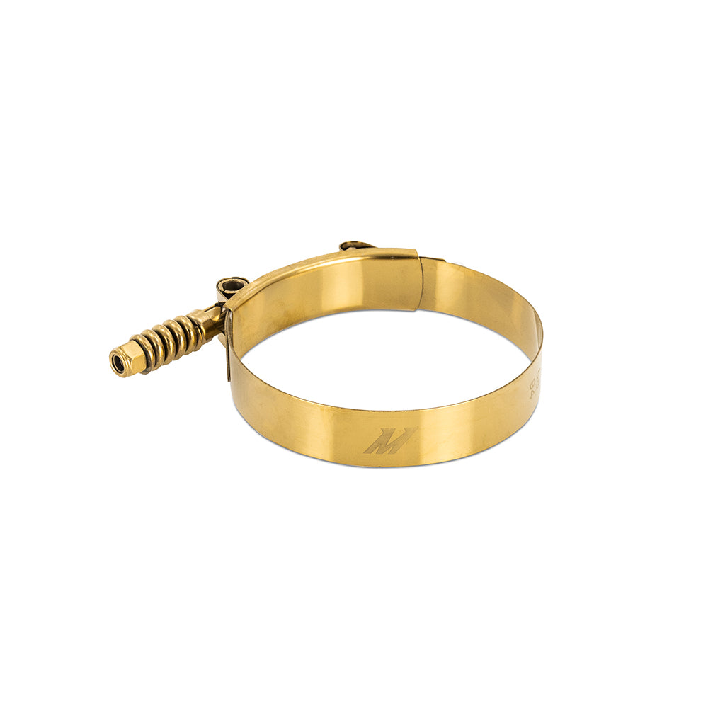 Mishimoto 3.75 Inch Stainless Steel Constant Tension T-Bolt Clamp - Gold - MMCLAMP-375TGD by Mishimoto - angle view