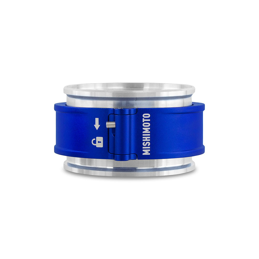 Mishimoto 3.0in Quick Release Clamp Assembly - Blue - MMCLAMP-QD-30BL by Mishimoto - angle view