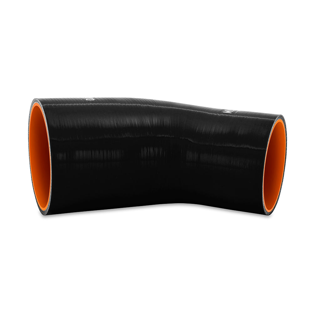 Mishimoto Silicone Reducer Coupler 45 Degree 3.5in to 4in - Black - MMCP-R45-3540BK by Mishimoto - angle view