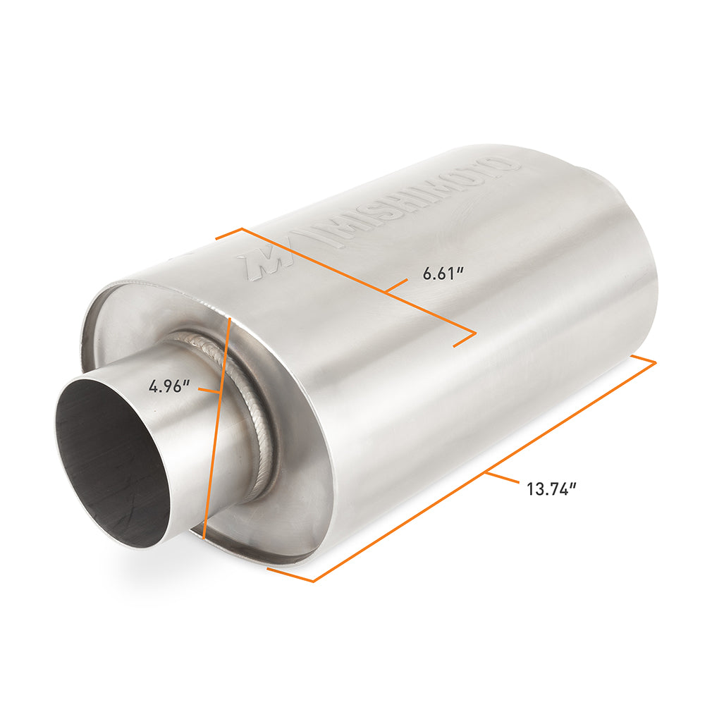 Mishimoto Universal Resonator with 3in Inlet/Outlet - Brushed - MMEXH-RES-3BR by Mishimoto - detail view