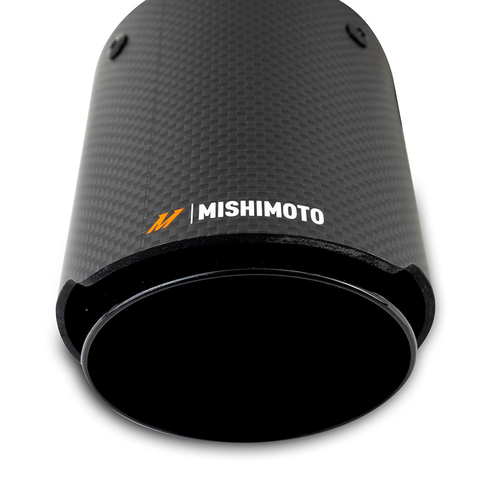 Mishimoto Carbon Fiber Muffler Tip 2.5in Inlet 3.5in Outlet Black - MMEXH-TIP-CF25BK by Mishimoto - detail view