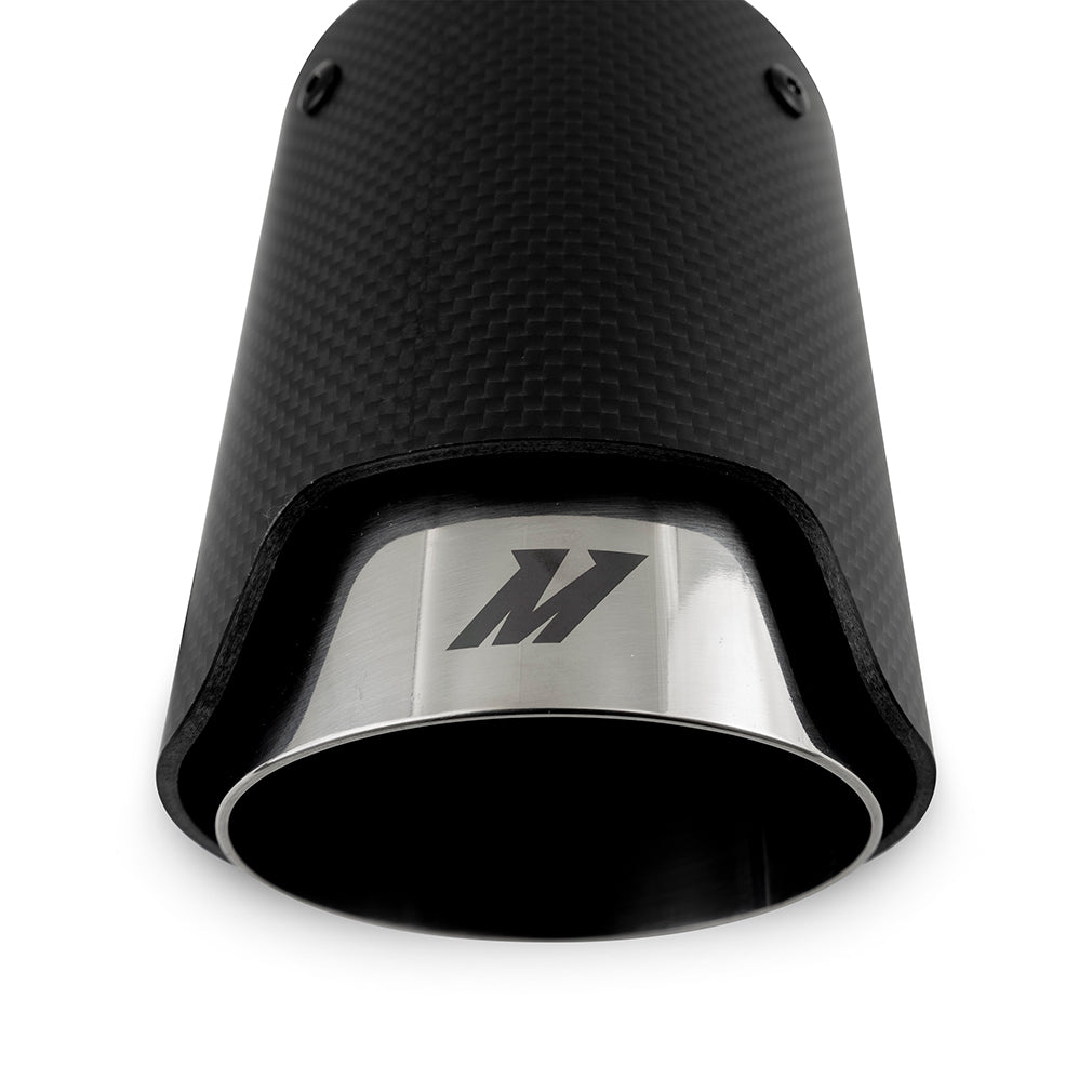 Mishimoto Carbon Fiber Muffler Tip 2.5in Inlet 3.5in Outlet Polished - MMEXH-TIP-CF25P by Mishimoto - detail view