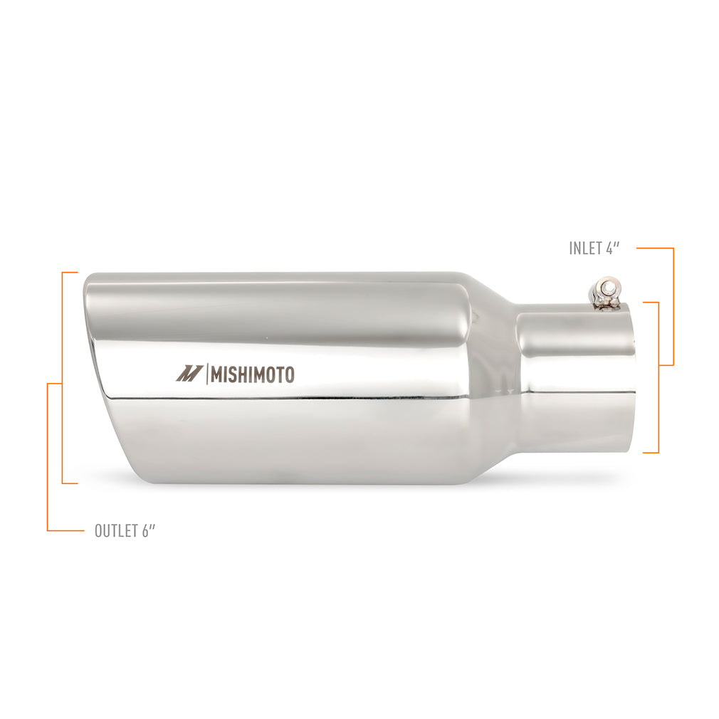 Mishimoto Universal Steel Muffler Tip 4in Inlet 6in Outlet Polished - MMEXH-TIP-DSL46 by Mishimoto - detail view