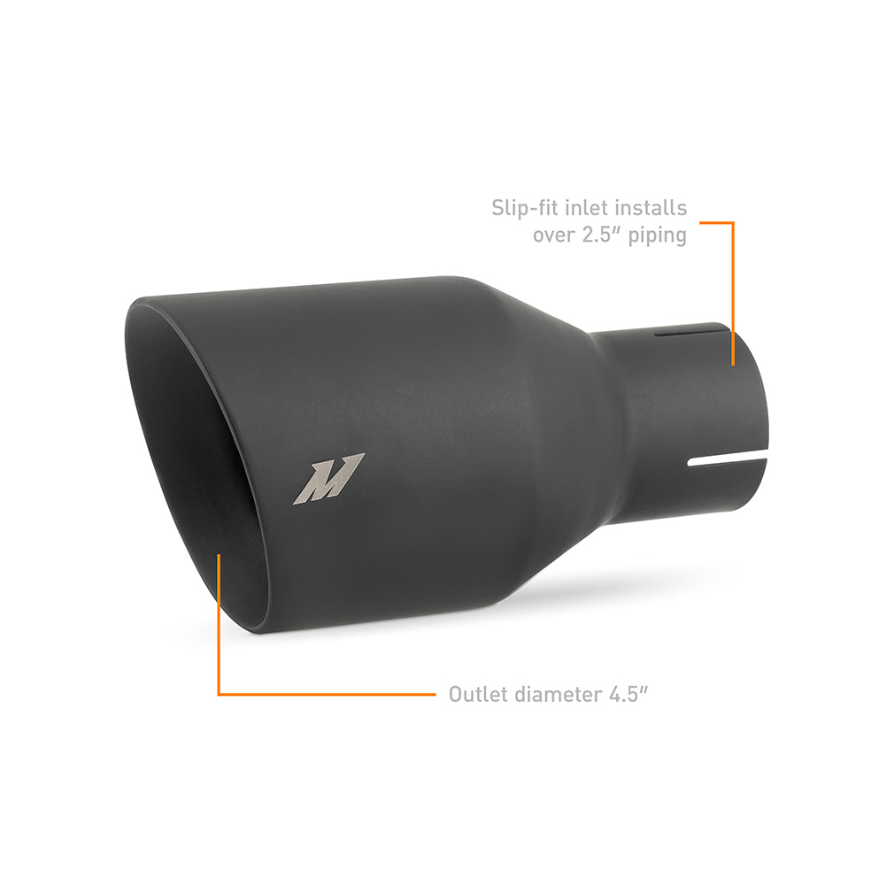 Mishimoto Clamp-on Double Wall Exhaust Tip 2.5 Inlet Slash Cut - MMEXH-TIP-DW25BK by Mishimoto - detail view