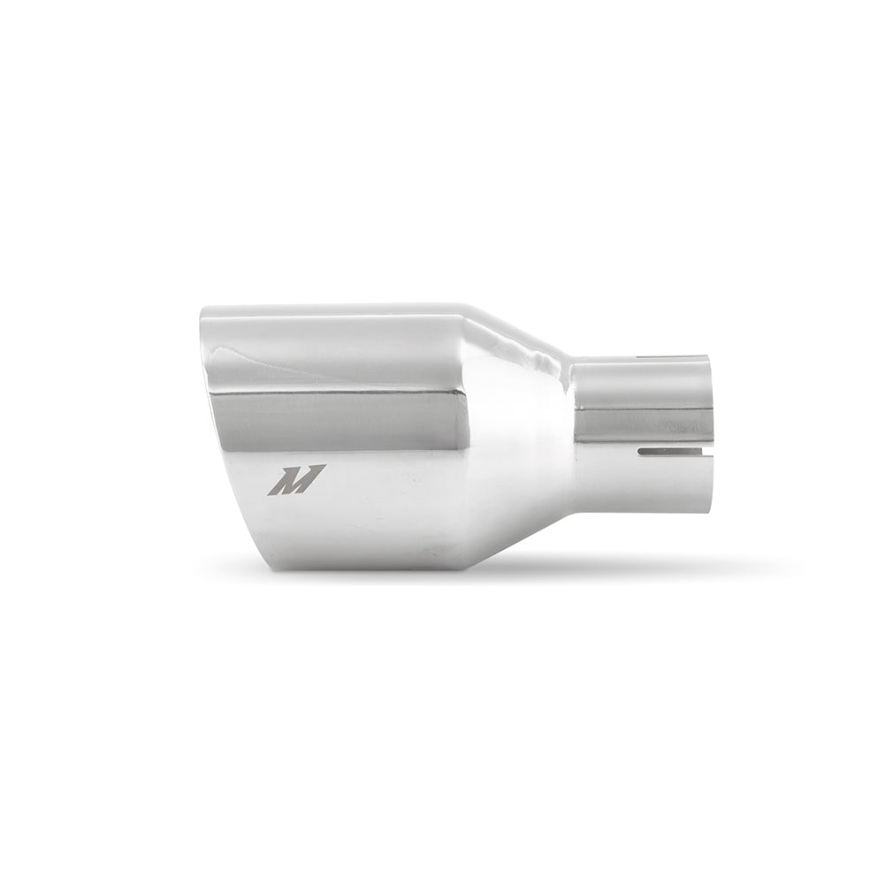 Mishimoto Clamp-on Double Wall Exhaust Tip 2.5 Inlet Slash Cut - polished - MMEXH-TIP-DW25P by Mishimoto - installed view