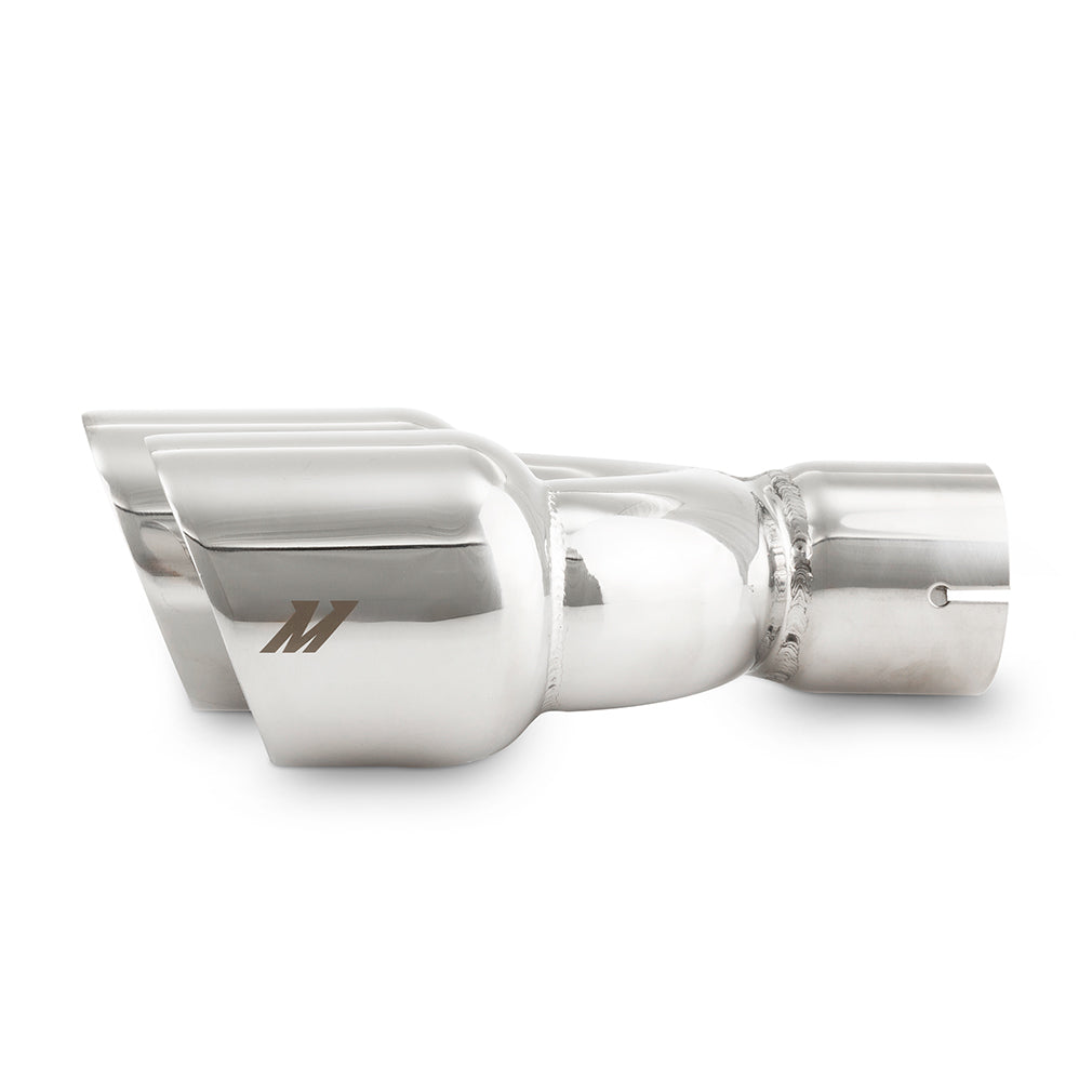 Mishimoto Dual Offset Tips 2.5in Inlet 3in Outlet Slash Cut - Polished - MMEXH-TIP-FSTP by Mishimoto - detail view