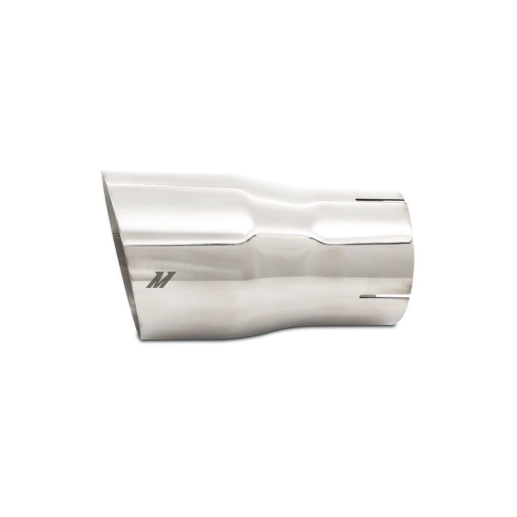 Mishimoto Clamo-On Single Wall Exhaust Tip 5in Outlet - Polished - MMEXH-TIP-SWP by Mishimoto - angle view